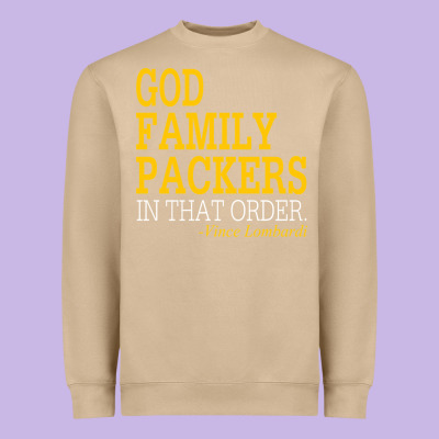 God Family Packers In That Order Heavyweight Sweatshirt Designed By Artisfamous