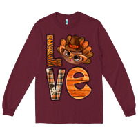 Burgundy thanksgiving with turkey love bbs Long Sleeve Tee - BundleAndBundleShop