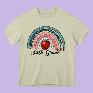 Sixth Grade Rainbow Heavy Core Tee Designed By Ranaportraitstore