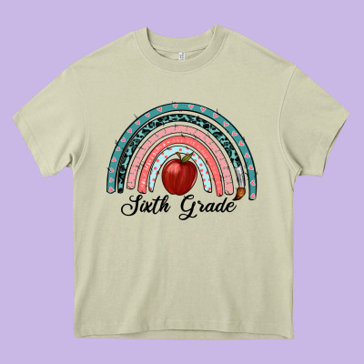 Sixth Grade Rainbow Heavy Core Tee Designed By Ranaportraitstore