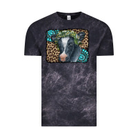 Cloud Black Floral Cow Leopard Gemstone Vintage Tee - CowCowDesign