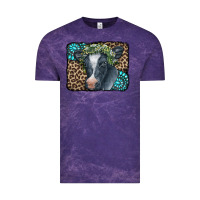 Cloud Purple Floral Cow Leopard Gemstone Vintage Tee - CowCowDesign