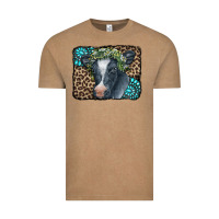 Vintage Coffee Floral Cow Leopard Gemstone Vintage Tee - CowCowDesign