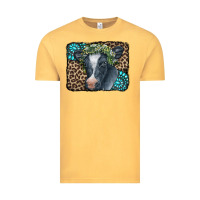 Vintage Mustard Floral Cow Leopard Gemstone Vintage Tee - CowCowDesign
