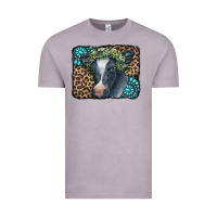 Vintage Zinc Floral Cow Leopard Gemstone Vintage Tee - CowCowDesign