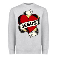 Heather Grey jesus love Heavyweight Sweatshirt - artisFamous