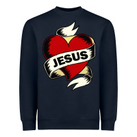 Navy jesus love Heavyweight Sweatshirt - artisFamous