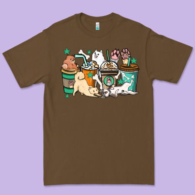 Dog Coffee Cups Premium Tee Designed By Howdyjamesfarm