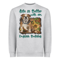 Heather Grey life is better with a english bulldog Heavyweight Sweatshirt - BarkalooDesign