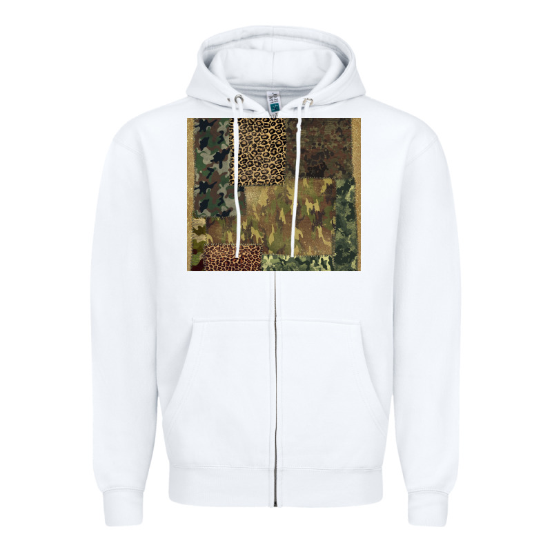 Camouflage Leopard Patches Zipper Hoodie by BarkalooDesign | Teevron