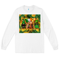 White St. Patrick's Day gnome Long Sleeve Tee - FaDigitalArtStudio