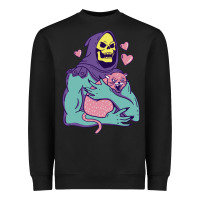 Black skeletor's hug cat Heavyweight Sweatshirt - artisFamous