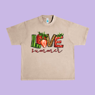 Love Summer Strawberry Urban Heavy Tee Designed By Jasminsmagicworld