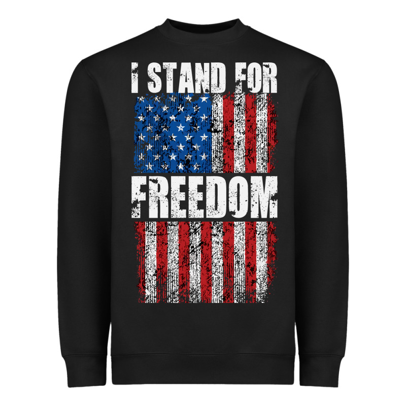 I Stand For Freedom With A Distressed American Flag Heavyweight Sweatshirt by artisFamous | Teevron