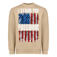Mushroom I STAND FOR FREEDOM WITH A DISTRESSED AMERICAN FLAG Heavyweight Sweatshirt - artisFamous