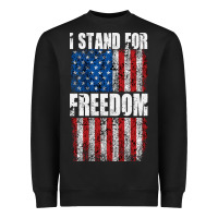 Black I STAND FOR FREEDOM WITH A DISTRESSED AMERICAN FLAG Heavyweight Sweatshirt - artisFamous