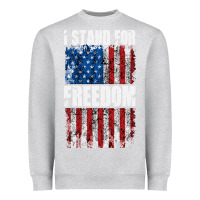 Heather Grey I STAND FOR FREEDOM WITH A DISTRESSED AMERICAN FLAG Heavyweight Sweatshirt - artisFamous