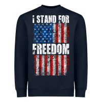 Navy I STAND FOR FREEDOM WITH A DISTRESSED AMERICAN FLAG Heavyweight Sweatshirt - artisFamous