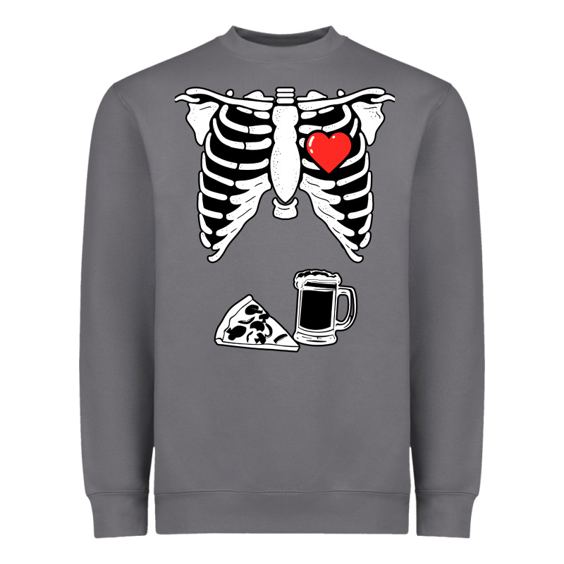 Dad Skeleton Halloween Beer Pizza Heavyweight Sweatshirt by artisFamous | Teevron