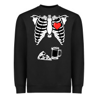 Black dad skeleton halloween beer pizza Heavyweight Sweatshirt - artisFamous