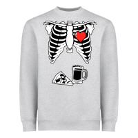 Heather Grey dad skeleton halloween beer pizza Heavyweight Sweatshirt - artisFamous