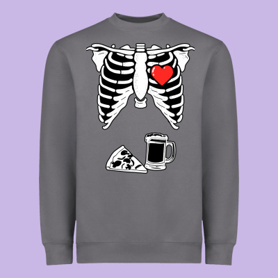 Dad Skeleton Halloween Beer Pizza Heavyweight Sweatshirt Designed By Artisfamous