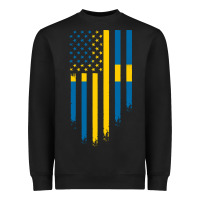 Black Sweden Swedish Roots American Flag | Canadian Roots Heavyweight Sweatshirt - artisFamous