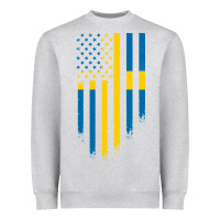 Heather Grey Sweden Swedish Roots American Flag | Canadian Roots Heavyweight Sweatshirt - artisFamous
