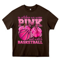 Chocolate Brown In October We Wear Pink and Watch Basketball Heavy Core Tee - texasbilliewilder