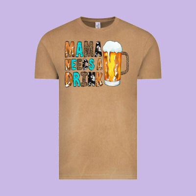 Mama Needs A Drink Vintage Tee Designed By Cowcowdesign