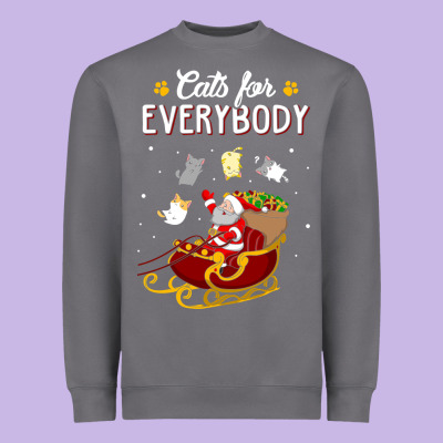 Cats For Everybody Cat Christmas Ugly Christmas Sweatshirt Heavyweight Sweatshirt Designed By Artisfamous