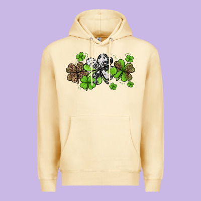 Western Cowhide Leopard Glitter Shamrocks Premium Hoodie Designed By Jasminsmagicworld