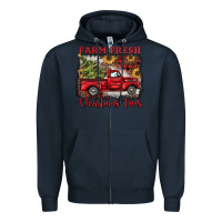 Navy farm fresh christmas trees Zipper Hoodie - BarkalooDesign