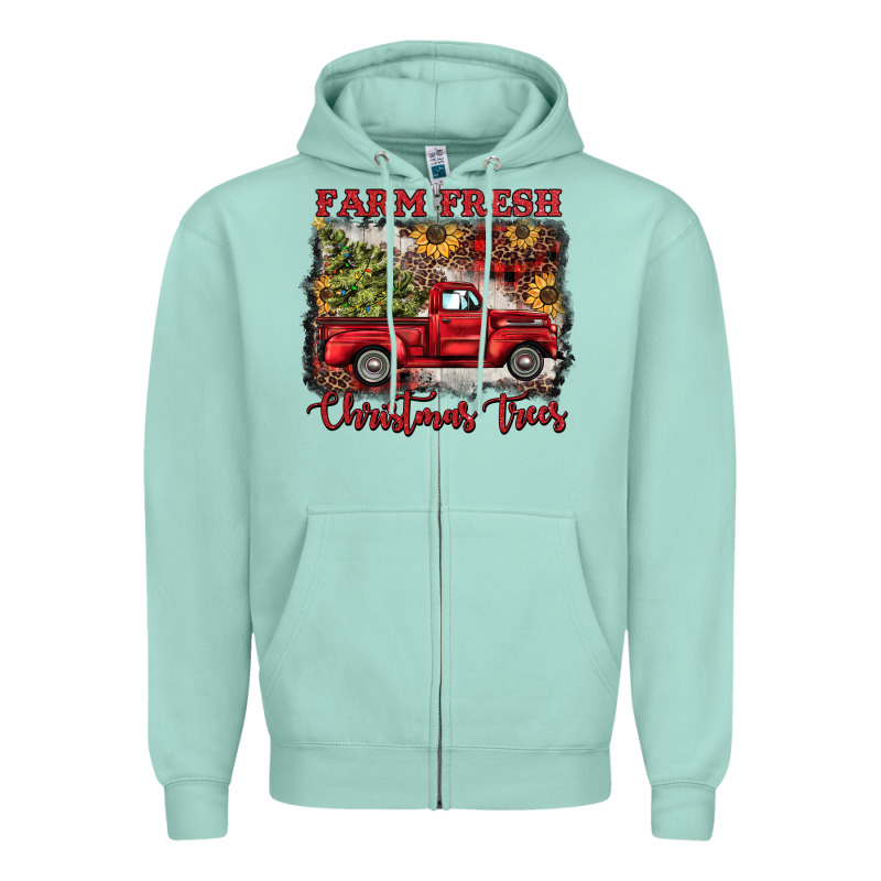 Farm Fresh Christmas Trees Zipper Hoodie by BarkalooDesign | Teevron
