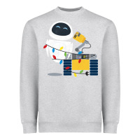 Heather Grey wall e eve christmas light wrap graphic t shirt Heavyweight Sweatshirt - artisFamous