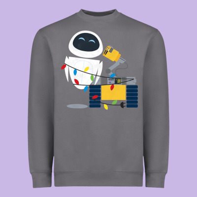 Wall E Eve Christmas Light Wrap Graphic T Shirt Heavyweight Sweatshirt Designed By Artisfamous