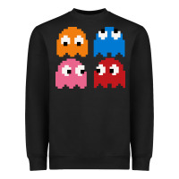 Black pacman ghosts cool retro 80s Heavyweight Sweatshirt - artisFamous