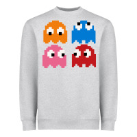 Heather Grey pacman ghosts cool retro 80s Heavyweight Sweatshirt - artisFamous