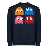 Navy pacman ghosts cool retro 80s Heavyweight Sweatshirt - artisFamous