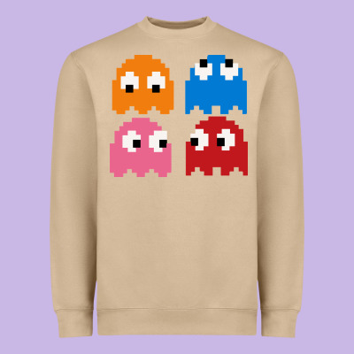 Pacman Ghosts Cool Retro 80s Heavyweight Sweatshirt Designed By Artisfamous