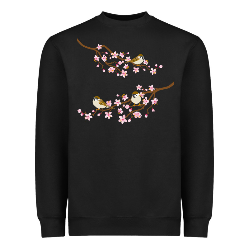 Cherry Blossom Sakura With Bird Heavyweight Sweatshirt by artisFamous | Teevron