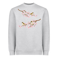 Heather Grey cherry blossom sakura with bird Heavyweight Sweatshirt - artisFamous