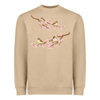 Mushroom cherry blossom sakura with bird Heavyweight Sweatshirt - artisFamous