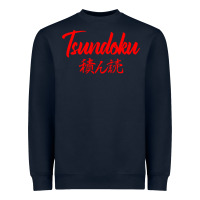Navy TSUNDOKU JAPANESE TYPOGRAPHY Heavyweight Sweatshirt - artisFamous