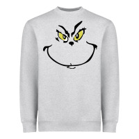 Heather Grey Grinch Face Heavyweight Sweatshirt - artisFamous