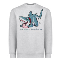 Heather Grey Sharkdog Sticker Heavyweight Sweatshirt - artisFamous