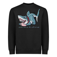 Black Sharkdog Sticker Heavyweight Sweatshirt - artisFamous