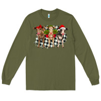 Army Green Christmas heifers front view Long Sleeve Tee - RanaPortraitStore