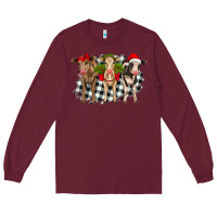 Burgundy Christmas heifers front view Long Sleeve Tee - RanaPortraitStore