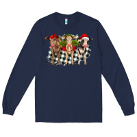Navy Christmas heifers front view Long Sleeve Tee - RanaPortraitStore